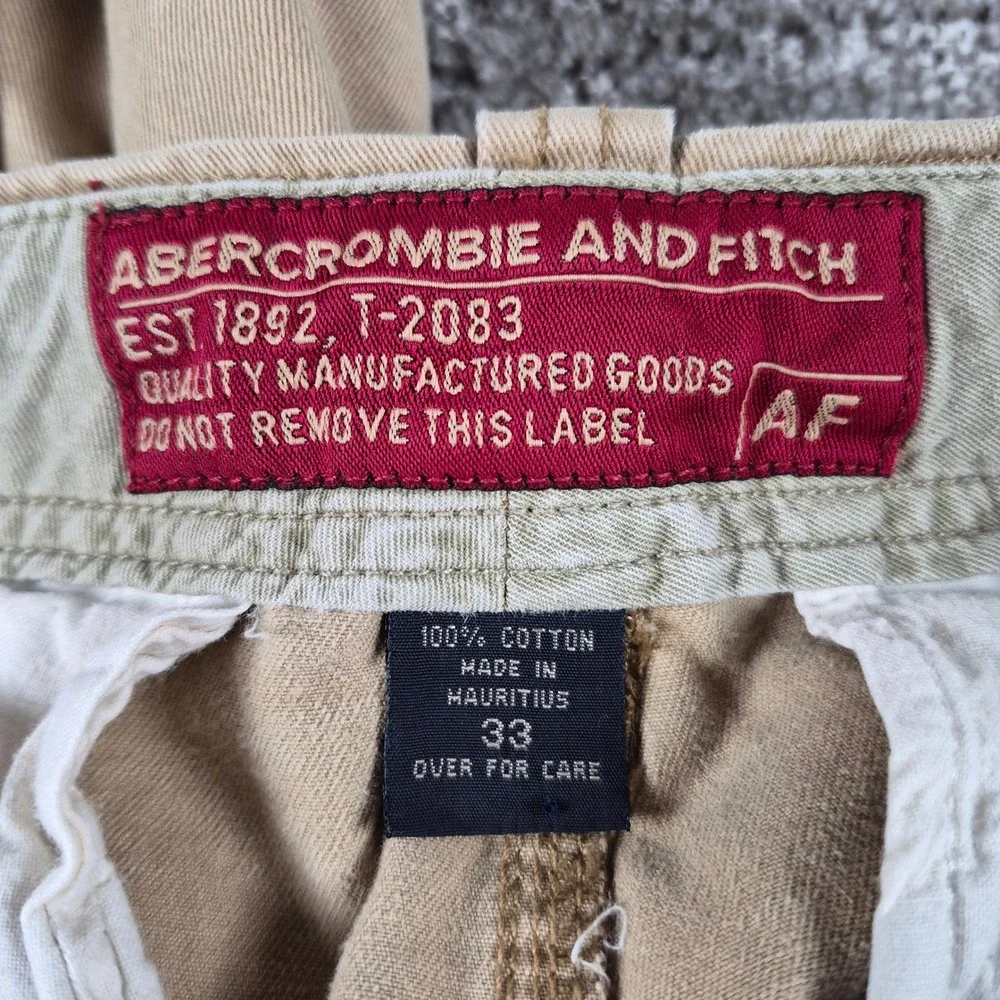 Vintage Abercrombie & Fitch Cargo Shorts Mens 33 Tan T-2083 Paratrooper Y2k 00s